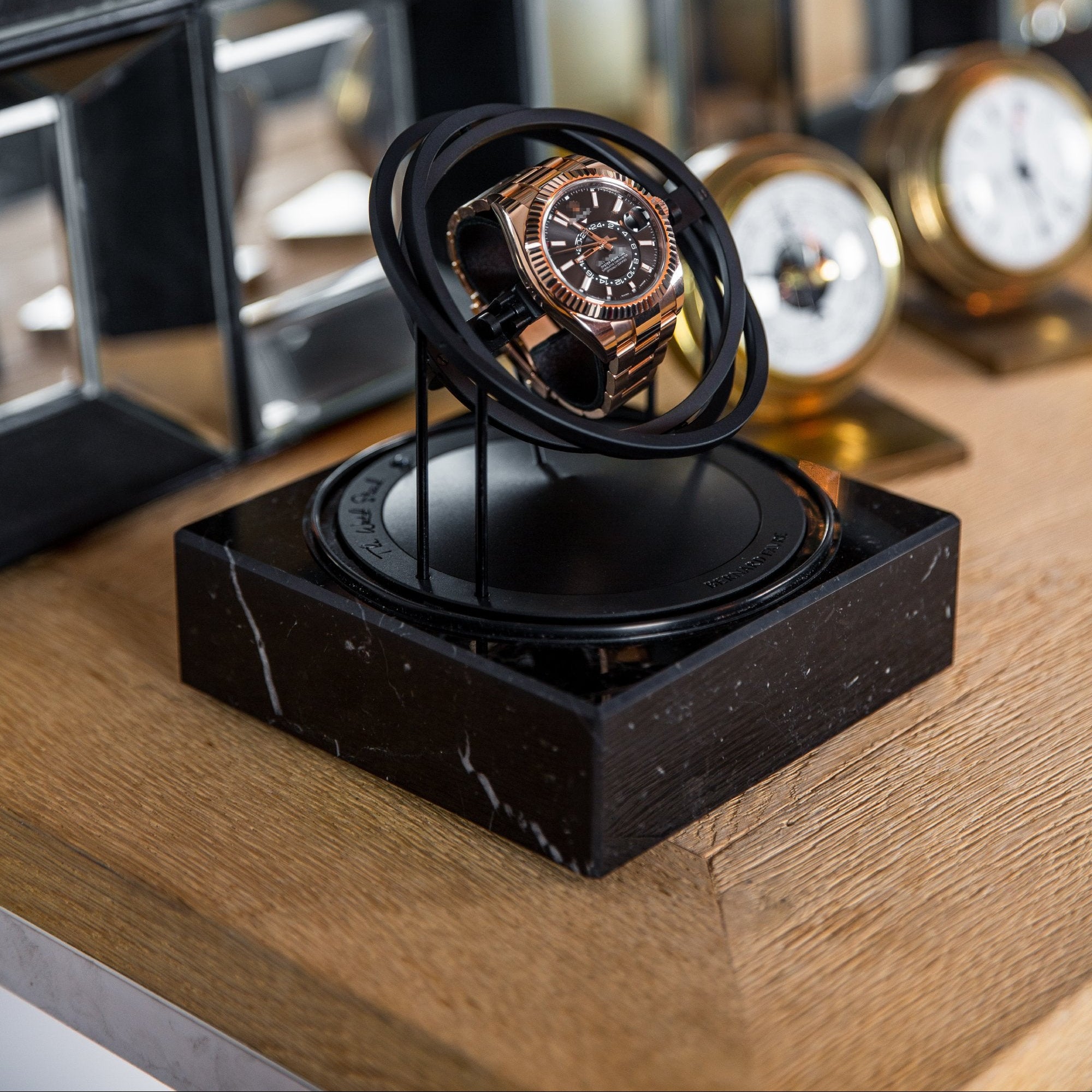 WATCH WINDER - ONE PLANET DOUBLE AXIS - BLACK