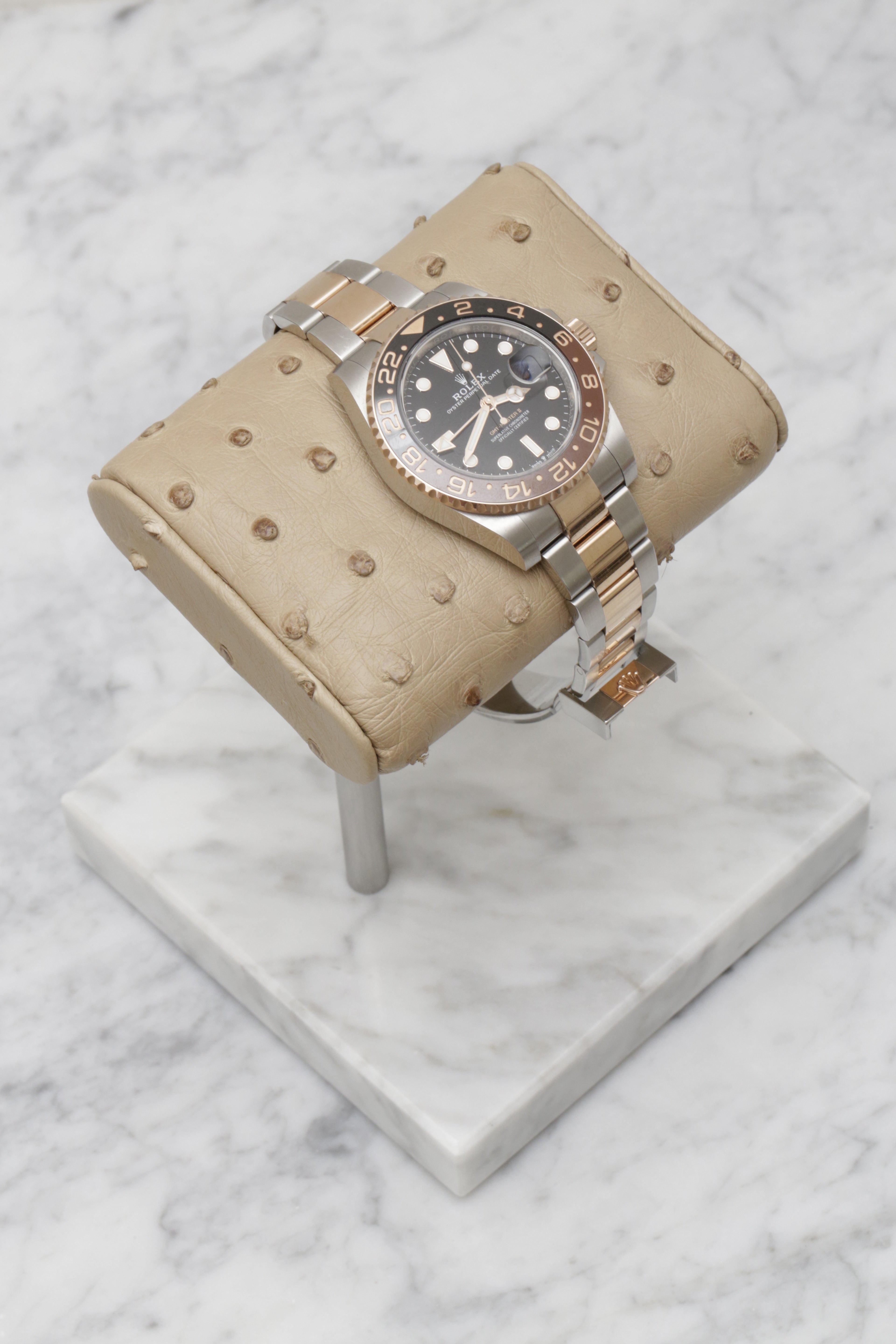WATCH STAND CLASSIC - SINGLE - BEIGE OSTRICH