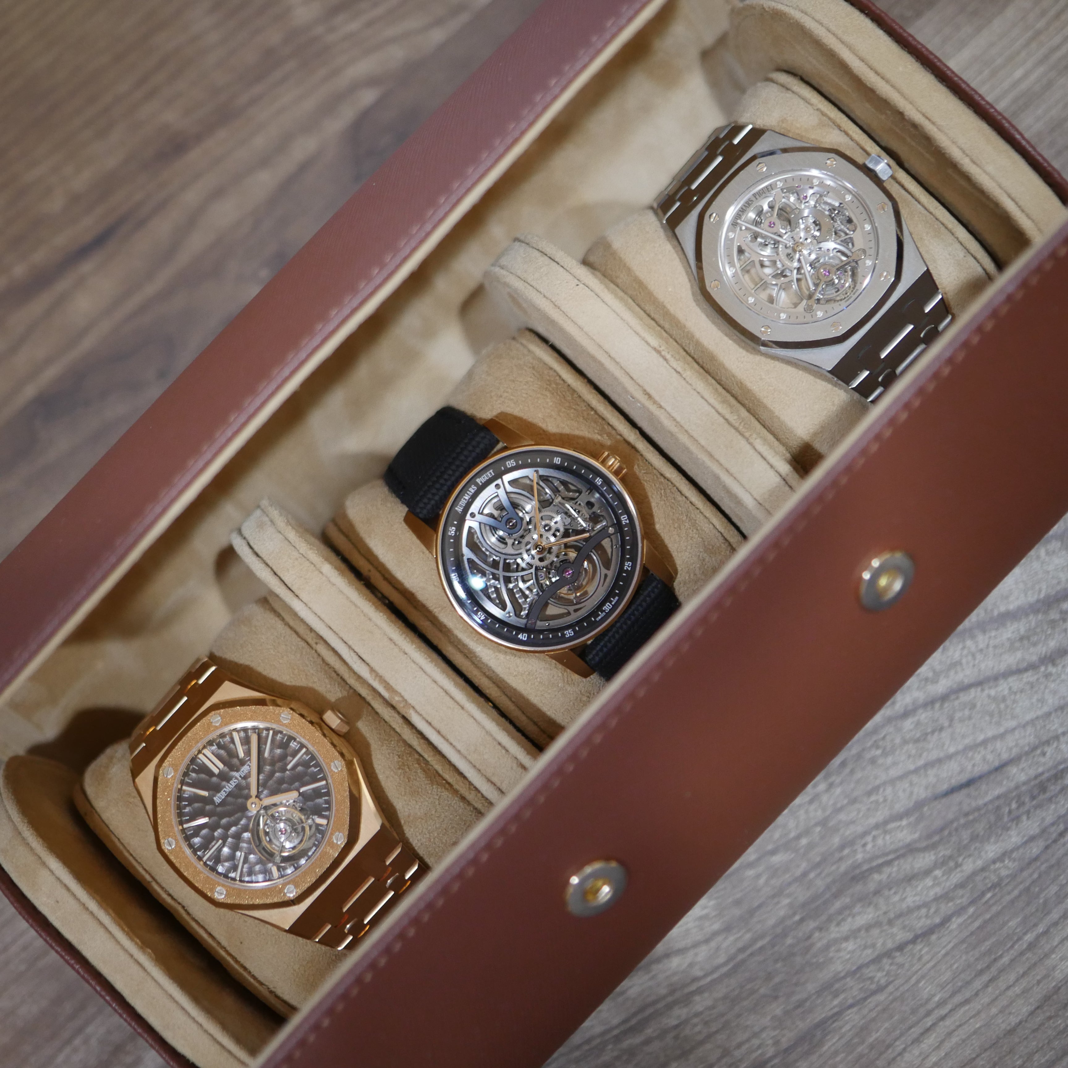 WATCH ROLL - 3 WATCHES - CAPPUCCINO