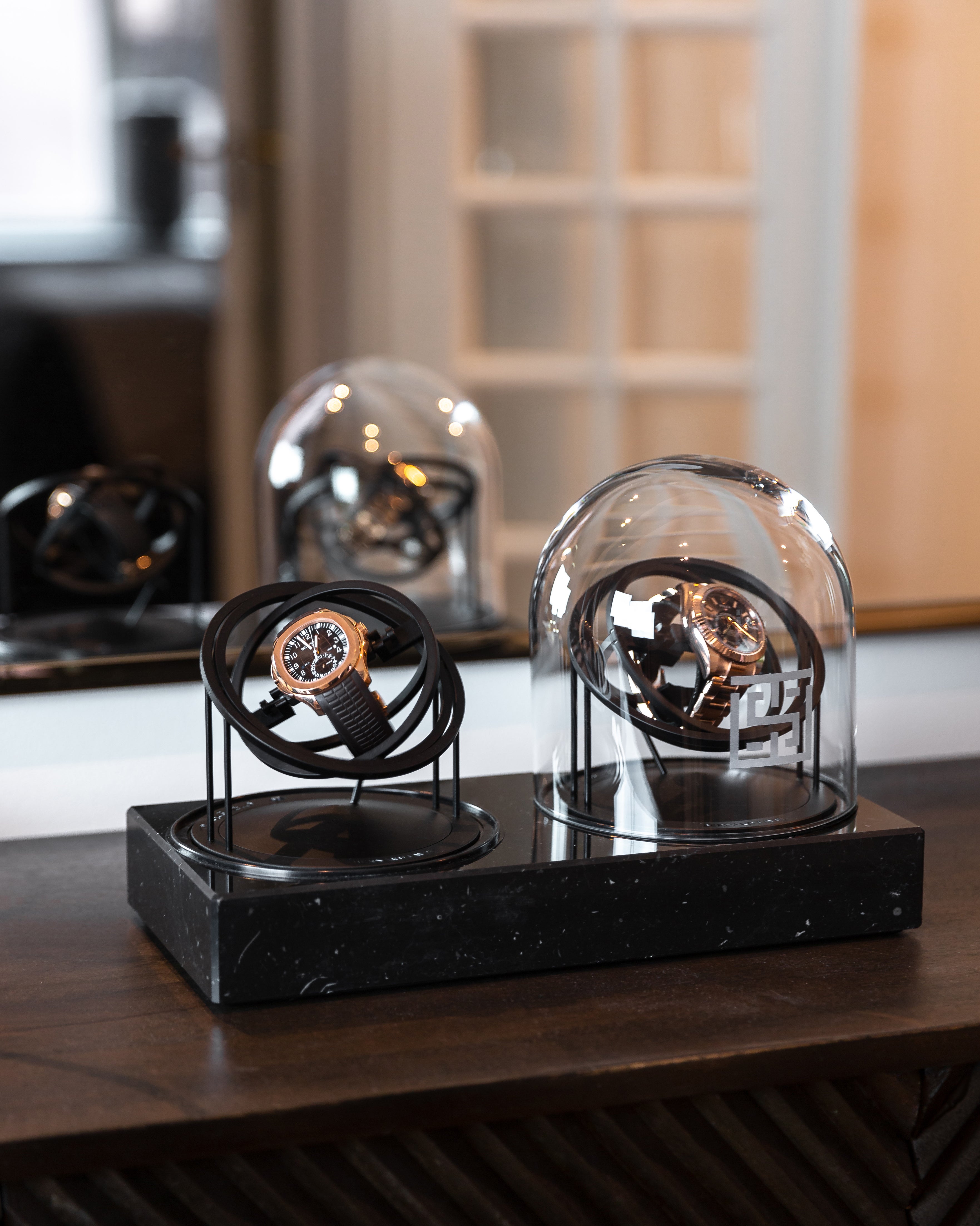 WATCH WINDER - TWO PLANET DOUBLE AXIS - BLACK