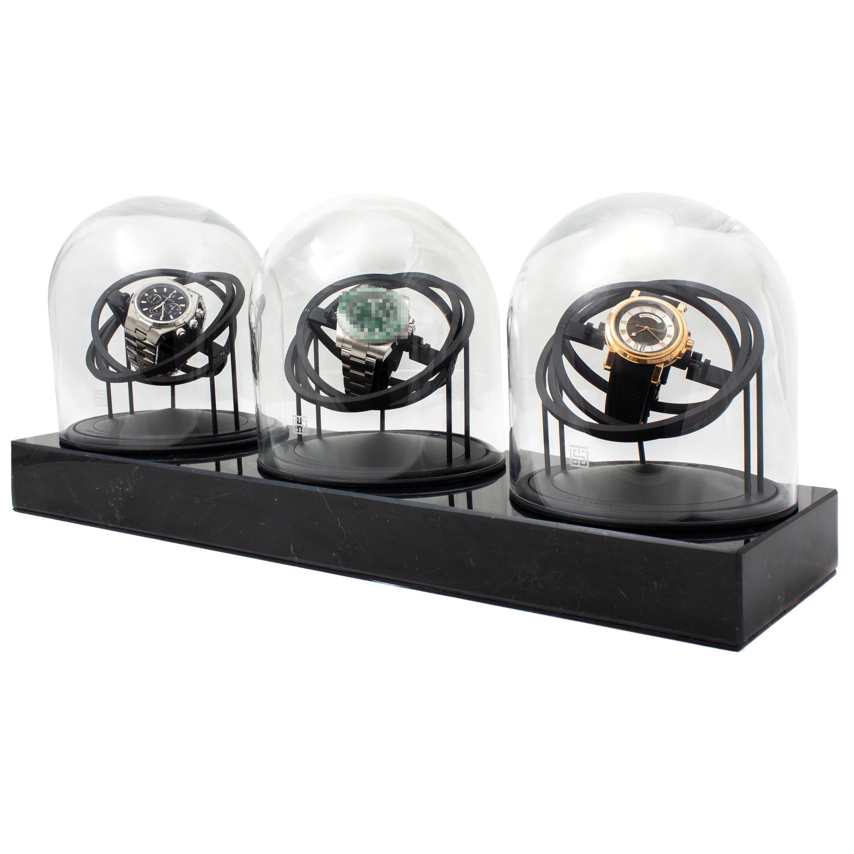 WATCH WINDER - THREE PLANET DOUBLE AXIS - BLACK