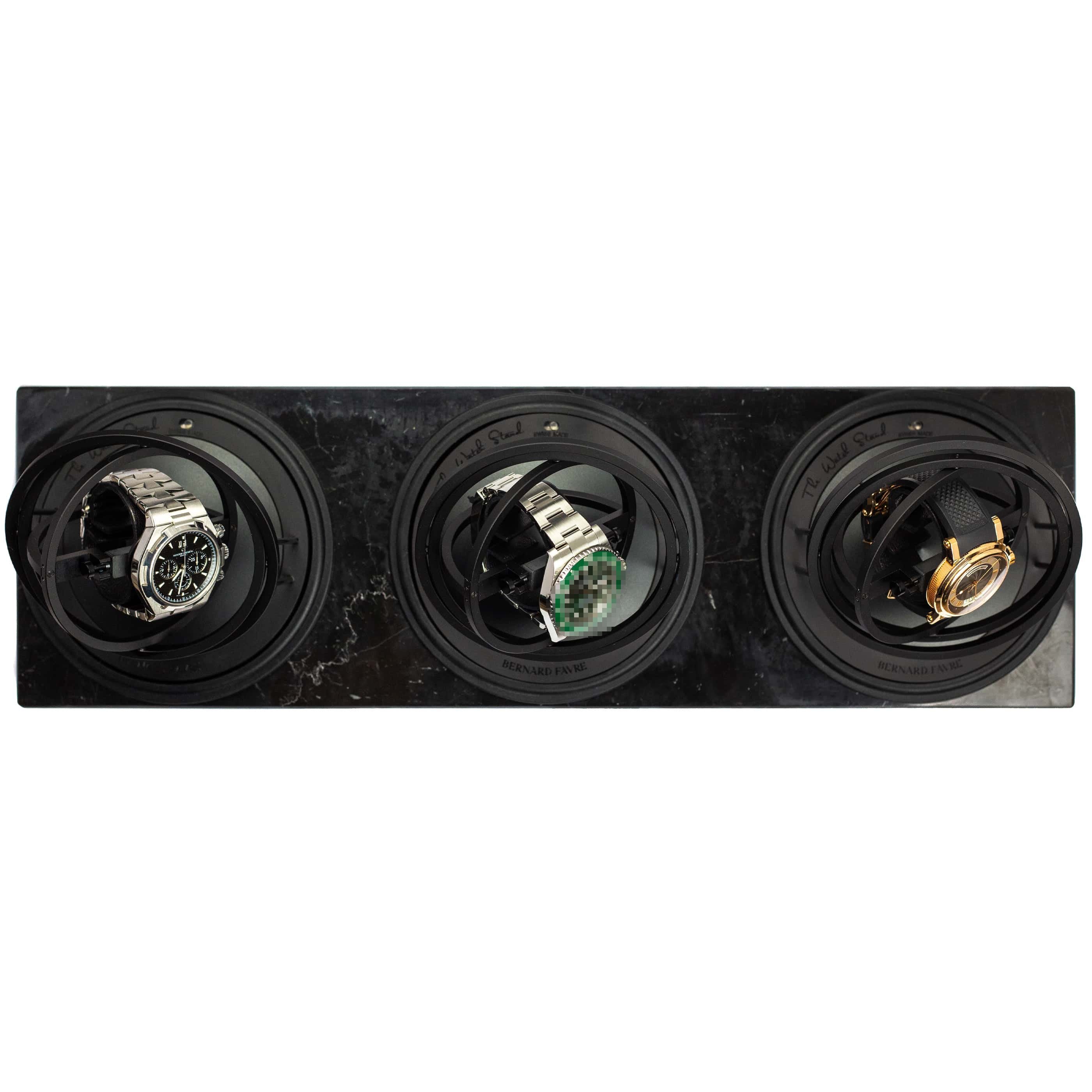 WATCH WINDER - THREE PLANET DOUBLE AXIS - BLACK