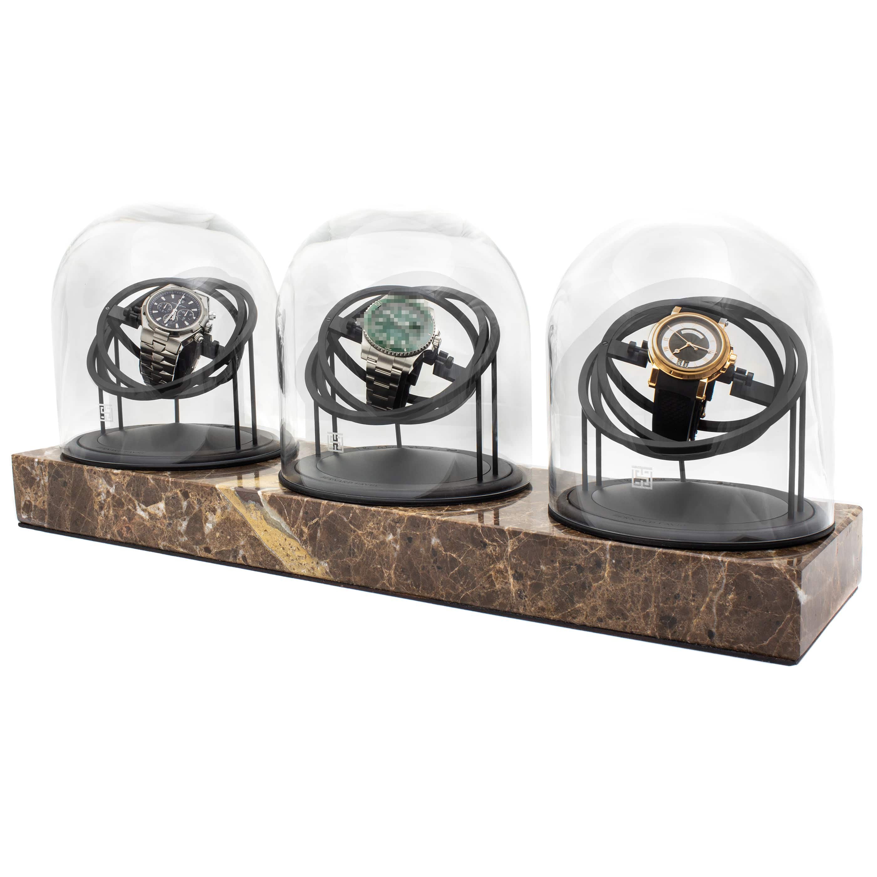 WATCH WINDER - THREE PLANET DOUBLE AXIS - BROWN