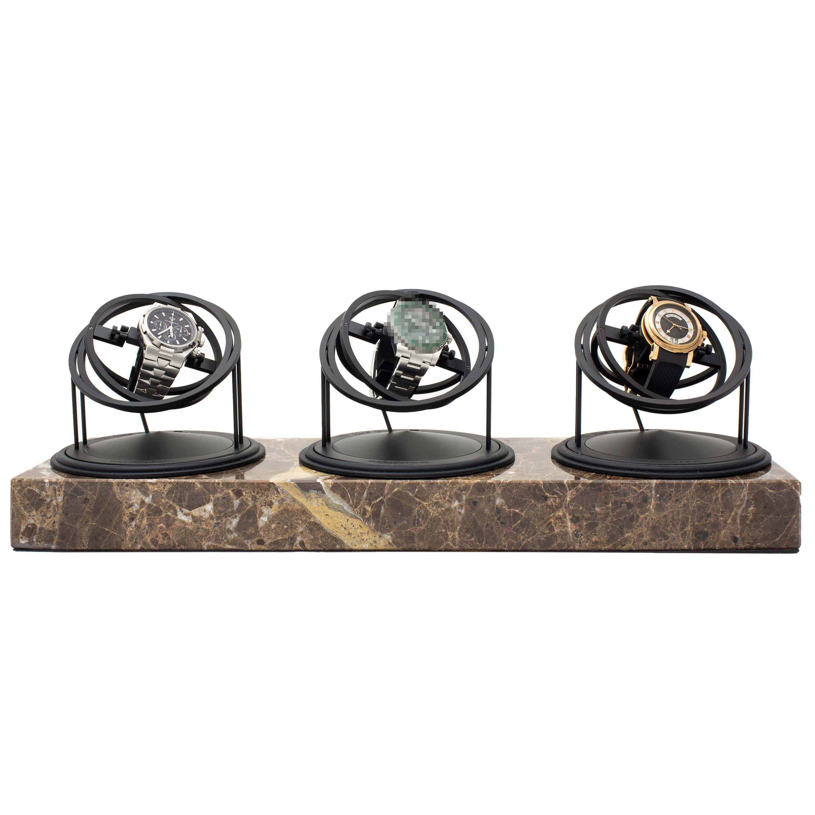 WATCH WINDER - THREE PLANET DOUBLE AXIS - BROWN
